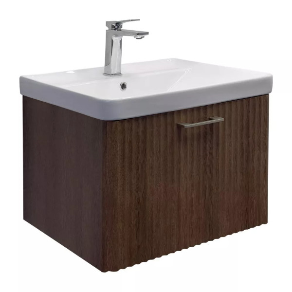 Тумба подвесная с раковиной Comforty Ангара 600x30x460 дуб темно-коричневый (00-00021035)
