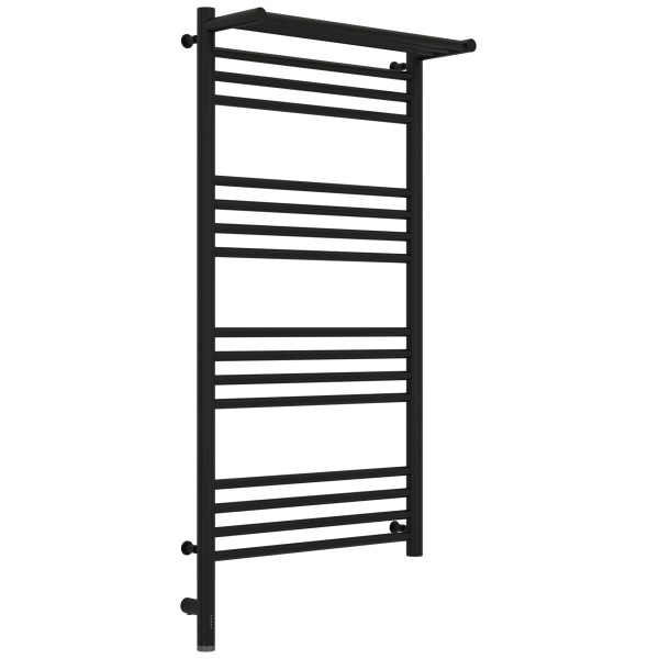 Полотенцесушитель электрический Сунержа Богема 3.0 1000x500 с полочкой провод слева матовый чёрный (31-5806-1050)
