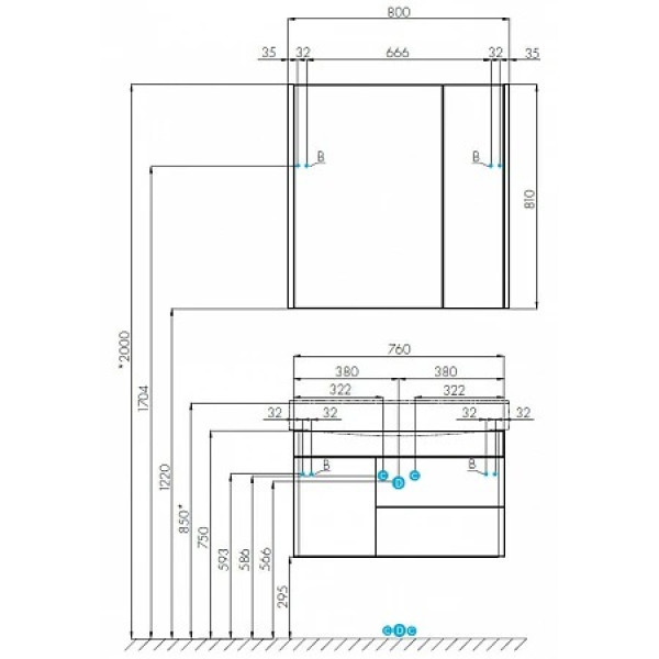 Тумба-умывальник Aquaton Беверли 80/1WH302422 Раковина Беверли 80 (1A2355K0BV010)