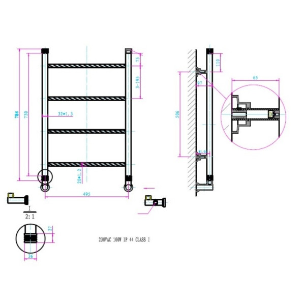 Полотенцесушитель электрический Boheme Chromo 495x784 CR (хром) (710)