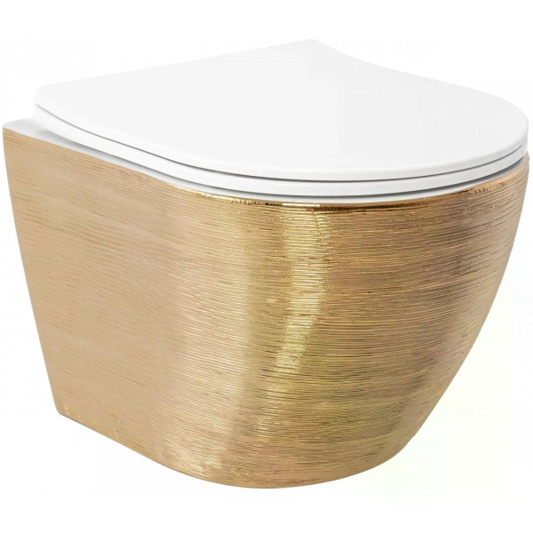 Унитаз подвесной безободковый Rea Carlo mini Brush Gold/White золотой (REA-C6942) Унитаз подвесной безободковый Rea Carlo mini Brush Gold/White золотой (REA-C6942)