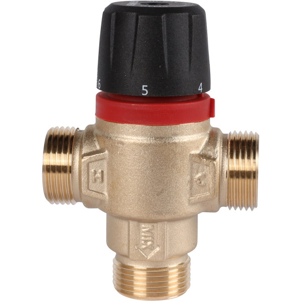 Вентиль термостатический смесительный Rommer 3/4" НН 30-65 С, KV 1,8 (центральное смешивание) (RVM-1121-186520)