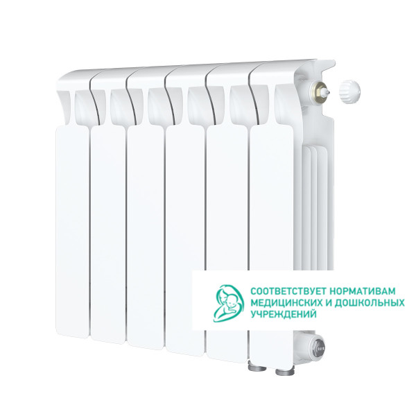 Радиатор биметаллический Rifar Monolit Ventil R 300 (6 секций, НП прав подкл. 50 мм.) (RM30006VR)