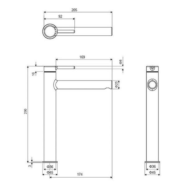 Смеситель для раковины Excellent Pi AREX.1202BL