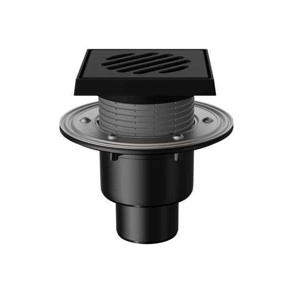 Трап регулируемый Fachmann T 310.1 PNsG 150x150 вертикальный выпуск DN50/75/110 с незамерзающим гидрозатвором, решетка чугунная, чугунный подрамник (0