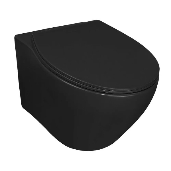 Унитаз подвесной Keras matt black безободковый с сиденьем микролифт 520x370x360 (AZ-99046B) Унитаз подвесной Keras matt black безободковый с сиденьем микролифт 520x370x360 (AZ-99046B)