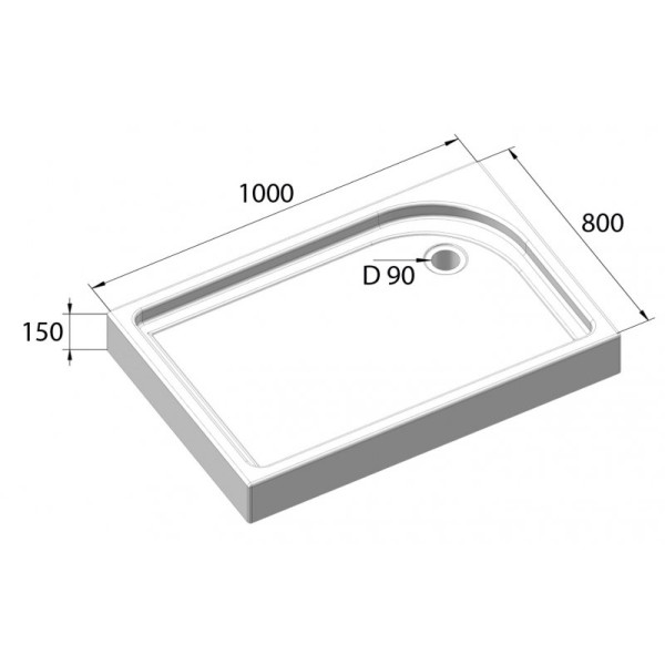 Душевой поддон BelBagno 100x80x15 белый (TRAY-BB-AH-100/80-15-W-R)