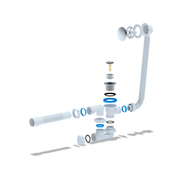 Обвязка для ванны АНИ с выпуском 1 1/2"*40 клик-клак, с гибкой трубой 375*40/50, (сетка) АНИ пласт (EC255S)