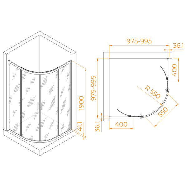Душевой уголок RGW Passage 100x100 стекло прозрачное, профиль черный (02085100-14) Душевой уголок RGW Passage 100x100 стекло прозрачное, профиль черный (02085100-14)