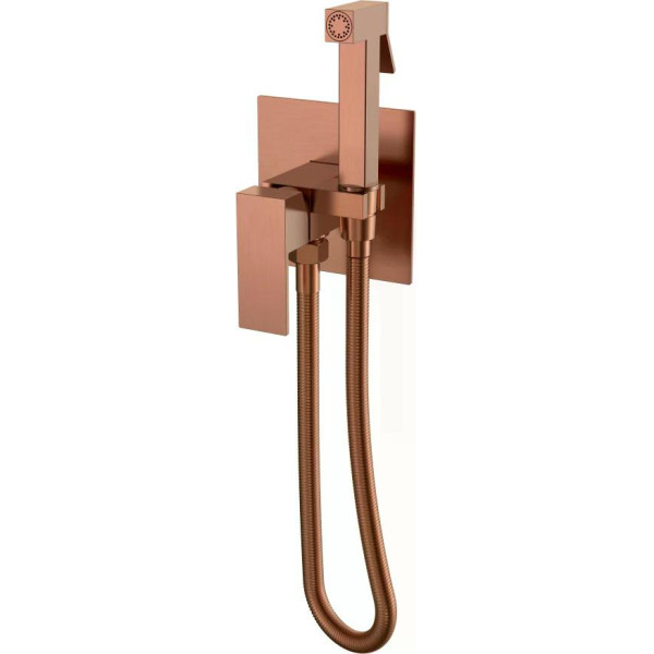 Смеситель с гигиеническим душем Boheme Qubic CB (брашированная медь) (477-CB)
