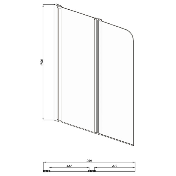 Душевая шторка для ванны Aquatek 100x150 стекло прозрачное, профиль хром (AQ DEL SBA 10015CH)