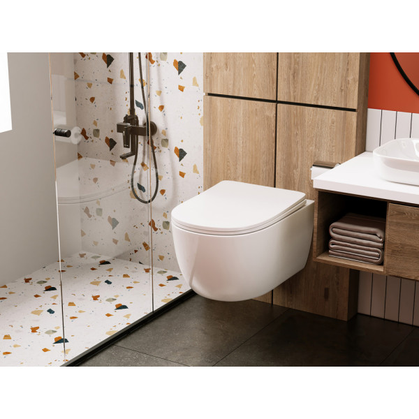 Унитаз подвесной ABBER Bequem белый, безободковый (AC1104)