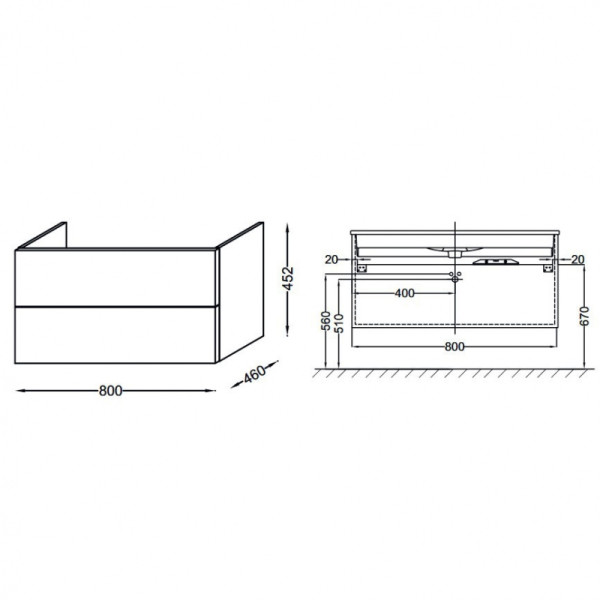 Тумба подвесная Jacob Delafon Vox 80 серый антрацит (EB2028-RA-442)