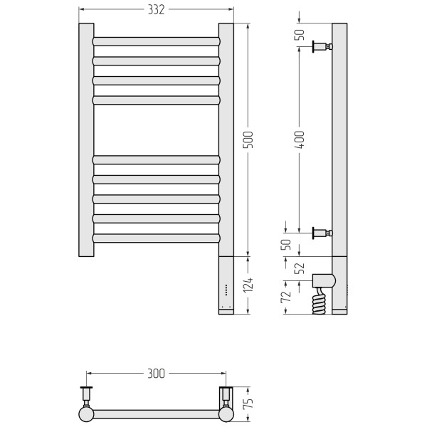 Полотенцесушитель электрический Сунержа Богема 3.0 прямая 500x300 провод справа матовый чёрный (31-5805-5030) Полотенцесушитель электрический Сунержа Богема 3.0 прямая 500x300 провод справа матовый чёрный (31-5805-5030)