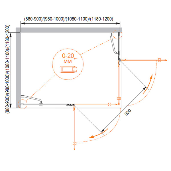 Душевой уголок Cezares Bergamo 90x90x195 стекло прозрачное, профиль хром (BERGAMO-W-A-2-90-C-Cr)