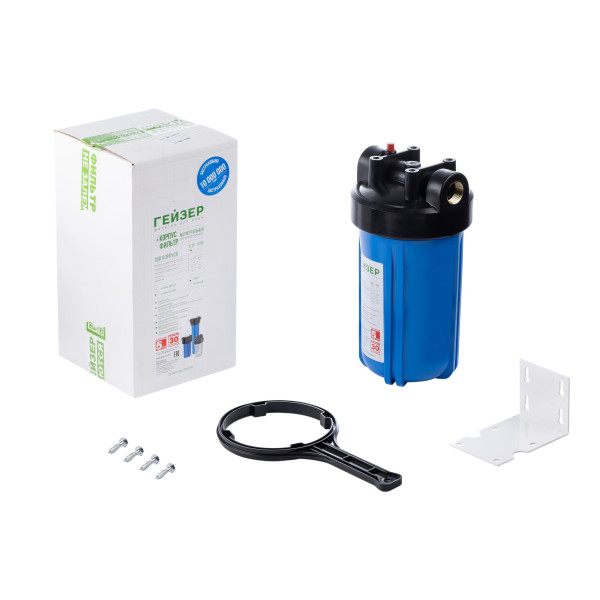 Фильтр колбовый Гейзер 1" 10BB с латунными вставками (синий, для холодной воды) (50715) Фильтр колбовый Гейзер 1" 10BB с латунными вставками (синий, для холодной воды) (50715)