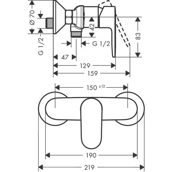 Смеситель для душа Hansgrohe Vernis Bl черный (71640670)