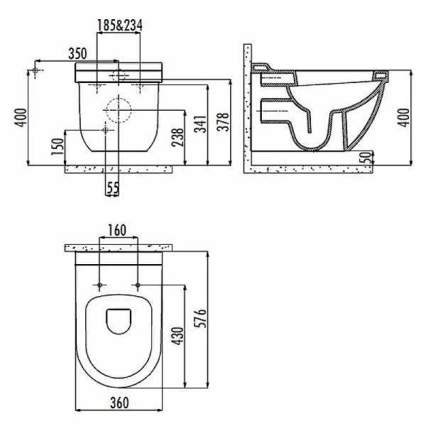 Унитаз подвесной Creavit Dream 36x57,6x35 белый (DR320.00100) Унитаз подвесной Creavit Dream 36x57,6x35 белый (DR320.00100)