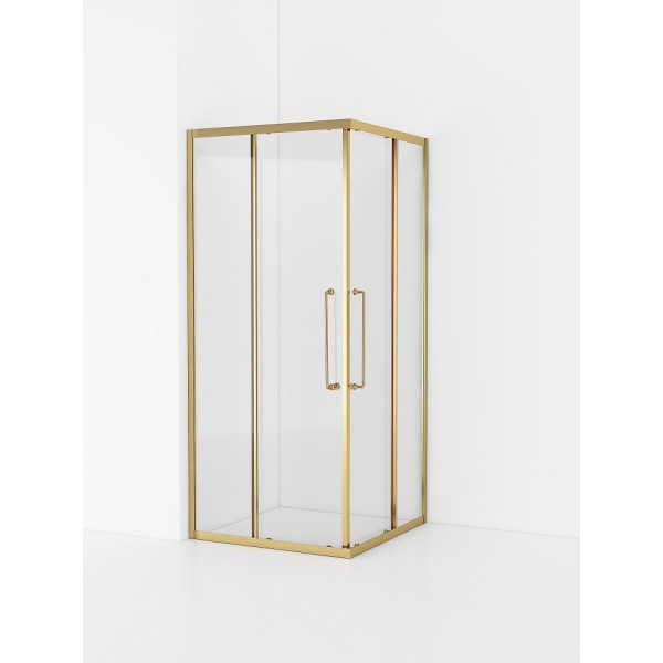Душевой уголок Cezares Relax 304 90x90x200 стекло прозрачное, профиль брашированное золото (RELAX-304-A-2-90-C-BORO)