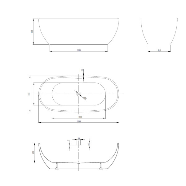 Ванна акриловая Abber 180x81,5x58 белая (AB9263-1.8)
