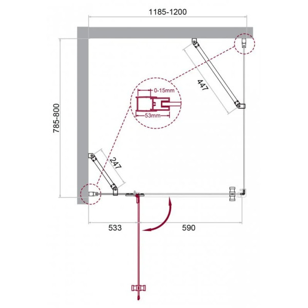 Душевой уголок BelBagno Kraft 120x80x195 L стекло прозрачное, профиль хром (KRAFT-AH-12-120/80-C-Cr-L)