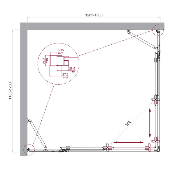 Душевой уголок BelBagno Luce 130x120x195 стекло прозрачное, профиль хром (LUCE-AH-22-130/120-C-Cr)