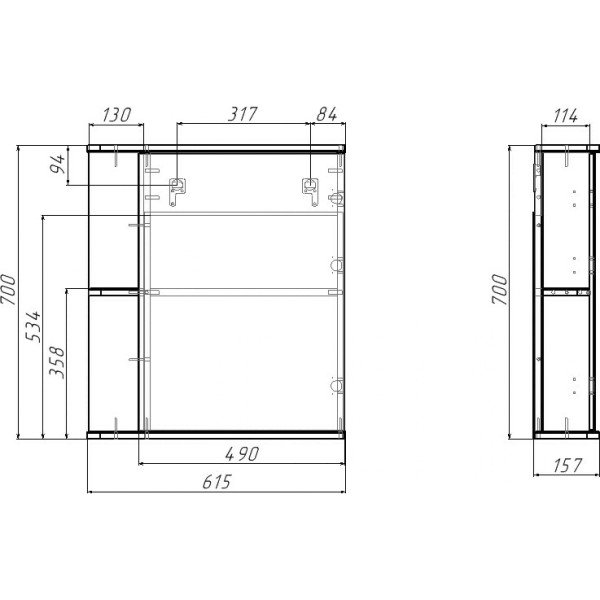 Шкаф зеркальный Домино Норма 1-60 правый (DA1606HZ) Шкаф зеркальный Домино Норма 1-60 правый (DA1606HZ)