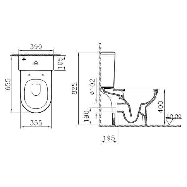 Унитаз-компакт Vitra S50 390х655х825 с сиденьем sotf-close, механизм Geberit (9797B003-7204)