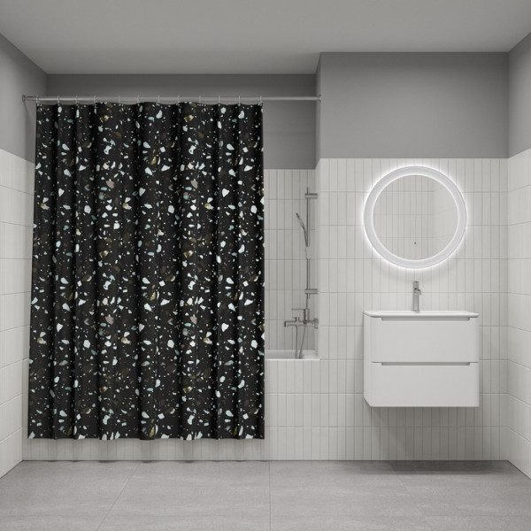 Шторка для ванны текстиль Iddis 200x180 полиэстер черный (BT02P18i11)
