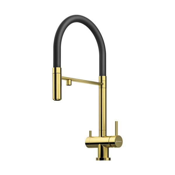 Смеситель для кухни Omoikiri Kanto-PVD-LG светлое золото/черный, гибкий шланг (4994014) Смеситель для кухни Omoikiri Kanto-PVD-LG светлое золото/черный, гибкий шланг (4994014)