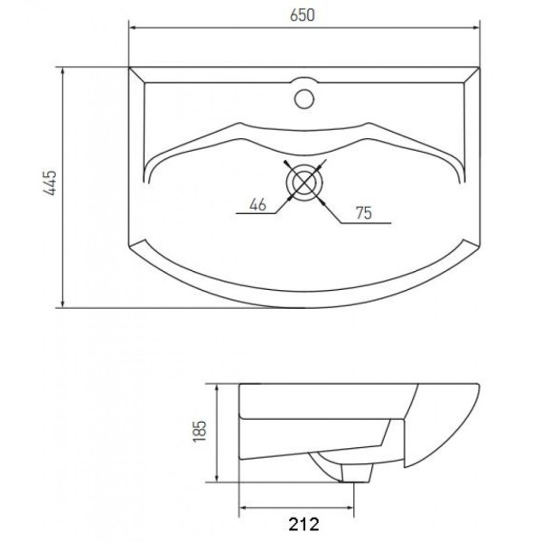 Раковина подвесная Акватон Smile 65 445х650х185 (1WH207782)