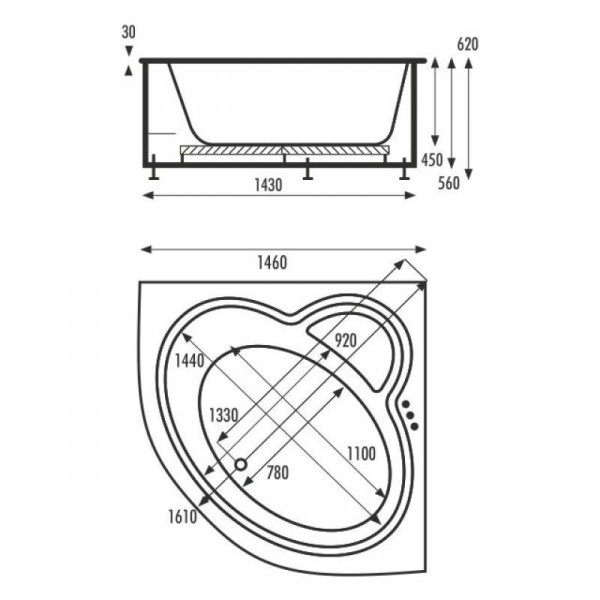 Ванна акриловая VagnerPlast Catalina 146 146х146х45 (VPBA146CTL3X-04) Ванна акриловая VagnerPlast Catalina 146 146х146х45 (VPBA146CTL3X-04)