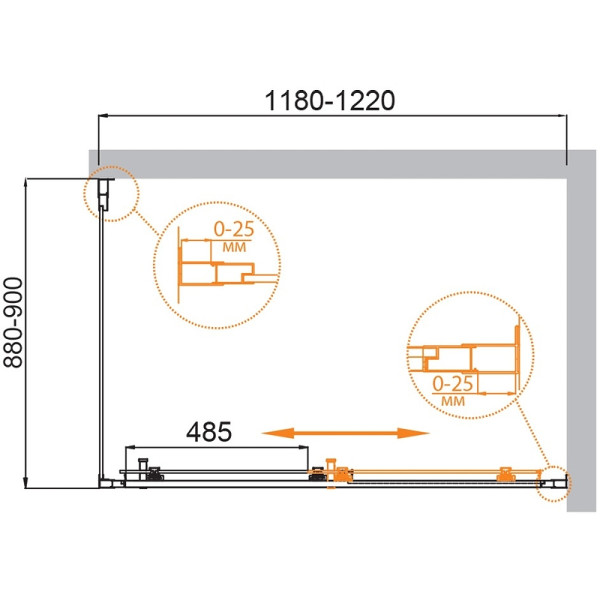Душевой уголок Cezares Molveno 120x90x195 стекло прозрачное, профиль хром (MOLVENO-AH-11-120/90-C-Cr-IV)
