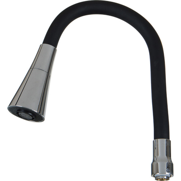 Излив гибкий Melodia LUXE с лейкой колокольчик хром черный 49см (MKP20926)