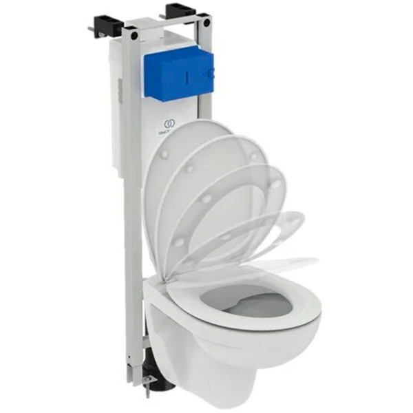 Комплект инсталляция с унитазом Ideal Standard ProSys Eco Frame M с унитазом Eurovit Rimless Cut Rimless c сиденьем микролифт без клавиши (W660101)