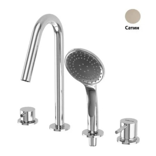 Смеситель на борт ванны Cezares Leaf врезной, на 4 отверстия, satinox (LEAF-BVDM4-L-ST)