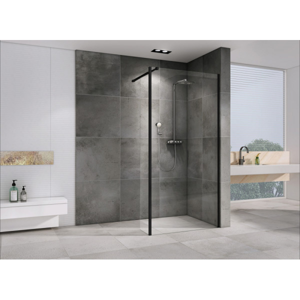 Душевая стенка Abber Immer Offen 100x200 стекло прозрачное, профиль черный (AG66100B) Душевая стенка Abber Immer Offen 100x200 стекло прозрачное, профиль черный (AG66100B)