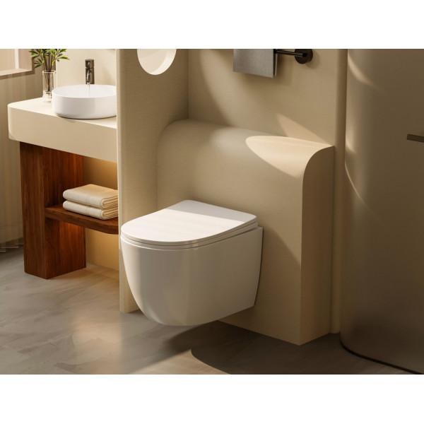 Комплект инсталляция с унитазом Abber Bequem с клавишей белый матовый (AC1100T-AC0105-AC0120MW)