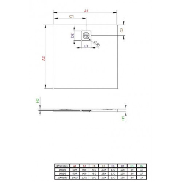 Душевой поддон Veconi TZW20 90x90 (TZW20-90-R1)