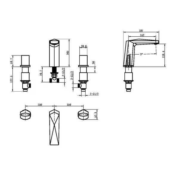 Смеситель для раковины Boheme Venturo Черный (150-B-TOUCH)