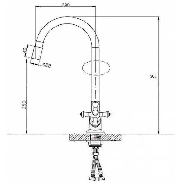 Смеситель для кухни Dlin с гибким изливом хром (D153810-2)