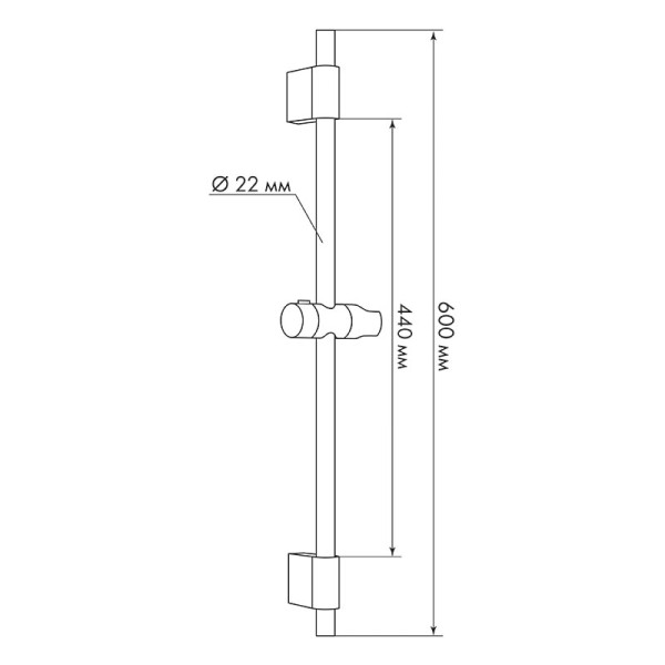 Душевая стойка Melodia с мыльницей Fine d22, L=600, нерж. (MKP25008BL)
