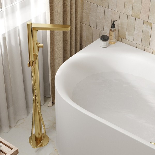 Смеситель напольный WasserKRAFT Schunter золотой (8221) Смеситель напольный WasserKRAFT Schunter золотой (8221)