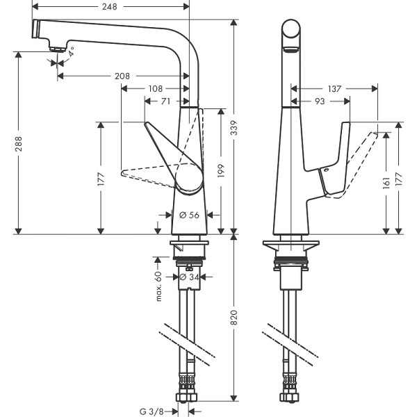 Смеситель для кухни Hansgrohe Talis S хром (72820000) Смеситель для кухни Hansgrohe Talis S хром (72820000)