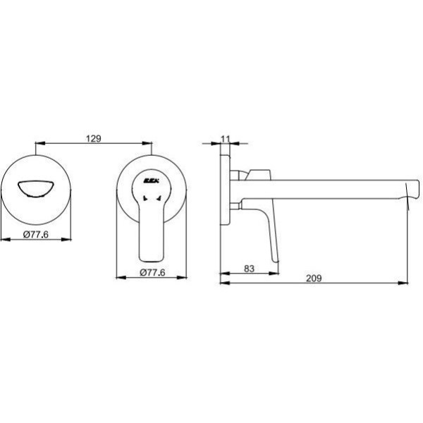 Смеситель для раковины E.C.A. Luna внешняя часть хром (102167606EX-YY)