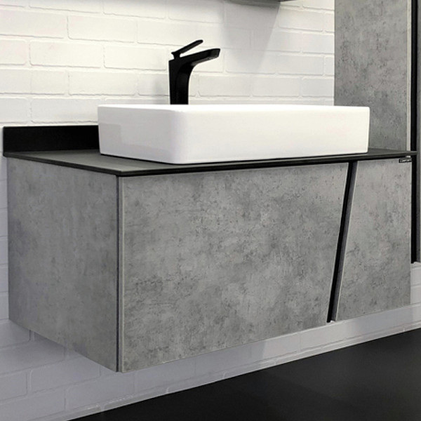 Тумба подвесная с раковиной Comforty Эдинбург 900x520x540 дуб светлый/черный (00004149881)