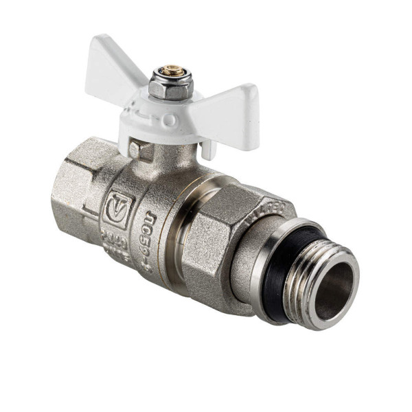 Кран 3/4" шаровый со сгоном Valtec Base-ГОСТ (белая бабочка, o-ring) VT.227S.NRW.05