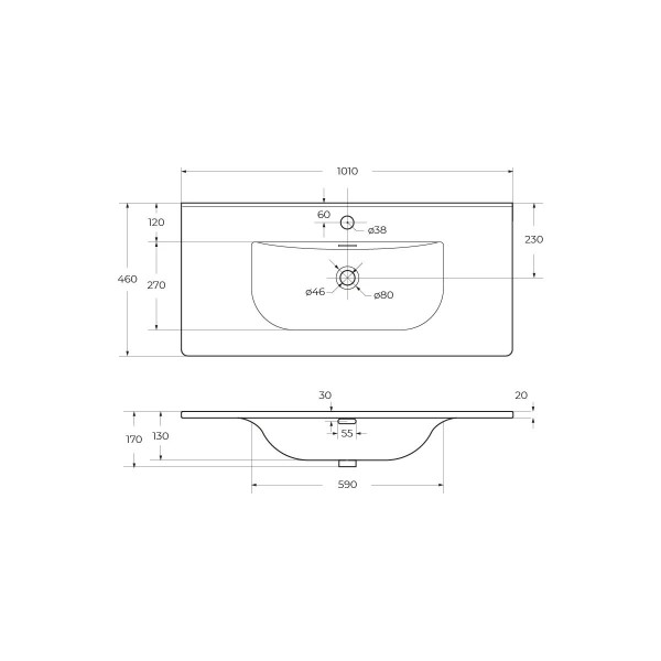 Раковина мебельная BelBagno Uno 101x46 белая глянцевая (BB-8099-100) Раковина мебельная BelBagno Uno 101x46 белая глянцевая (BB-8099-100)