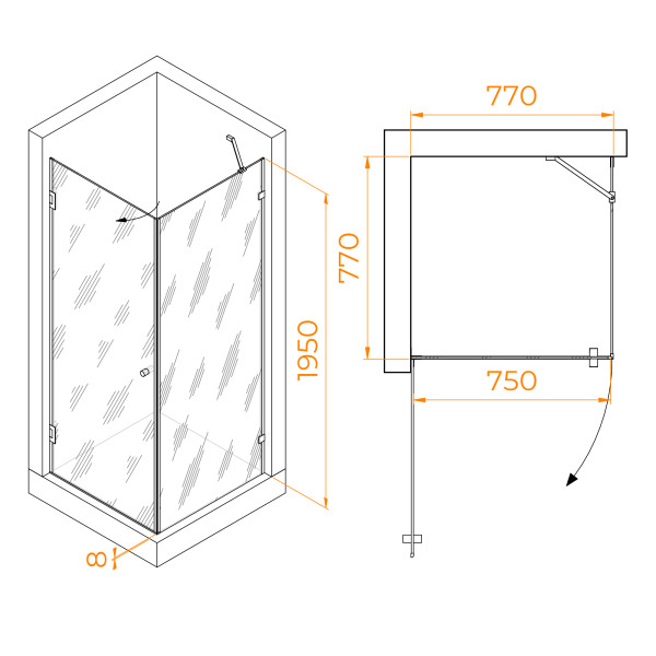 Душевой уголок RGW Hotel 80x80 стекло прозрачное, профиль хром (35063488-11)