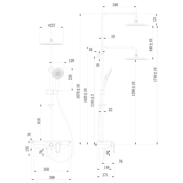 Смеситель для ванны и душа lemark Tropic черный (LM7012BL)